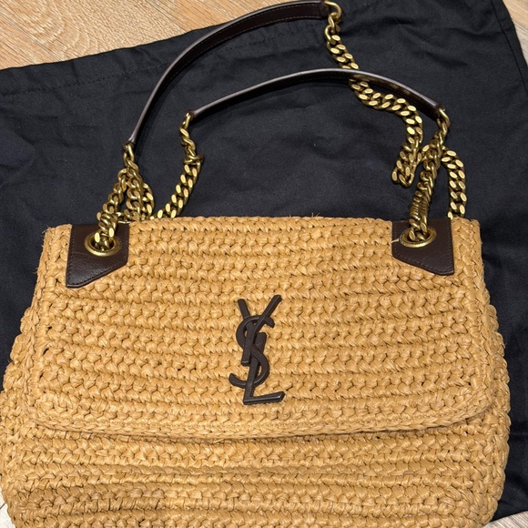 Yves Saint Laurent Brown Woven Shoulder Niki Bag - Picture 2 of 16